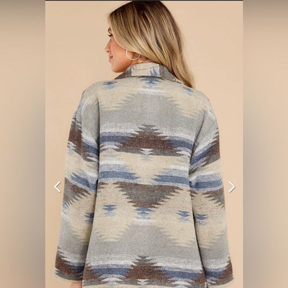 Red Dress Aura Setting The Standard Southwestern Blazer Jacket Oversized Taupe M - Picture 3 of 11